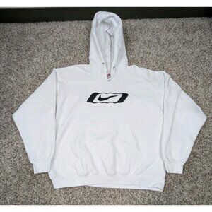 Vintage 90s Nike Hoodie Sweatshirt Mens Large White Center Swoosh Made In USA